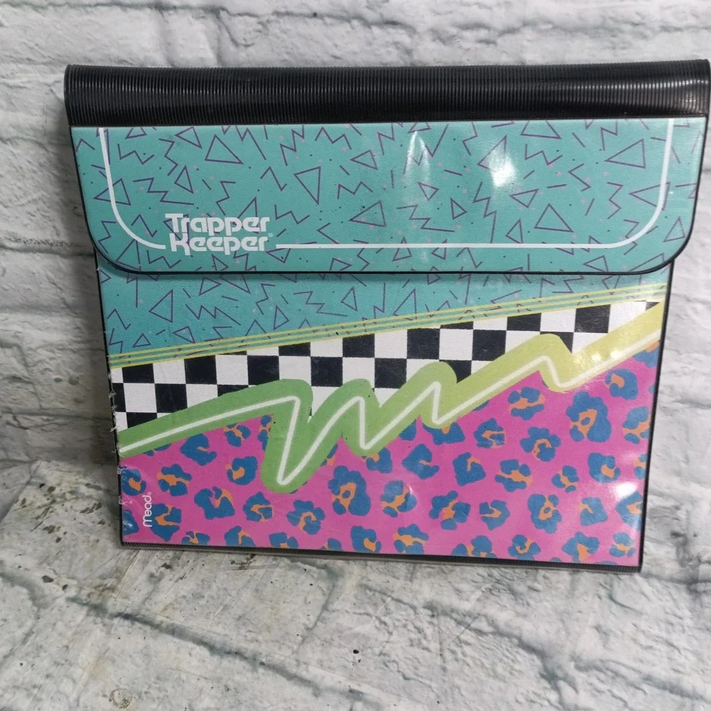 Mead Trapper Keeper 3 Ring Binder Retro Geometric Animal Print Design a6